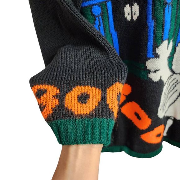 Snoopy & Friends Vintage Halloween Haunted House Snoopy Woodstock Sweater Size L - Picture 3 of 9